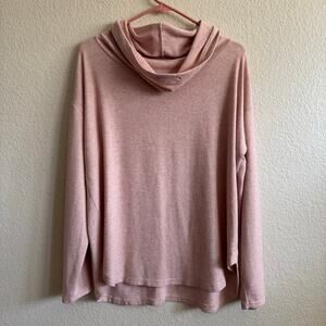 Prana Cowl Neck Long Sleeve Sweater Pink/Peach Women Size XL Cozy Loungewear